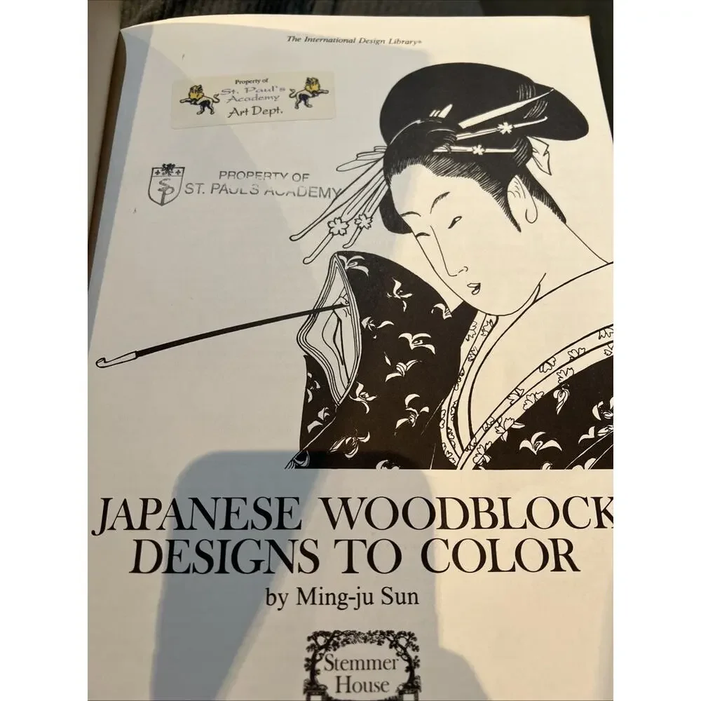 Japanese Woodblock Print Book Designs To Color Adult Coloring Book